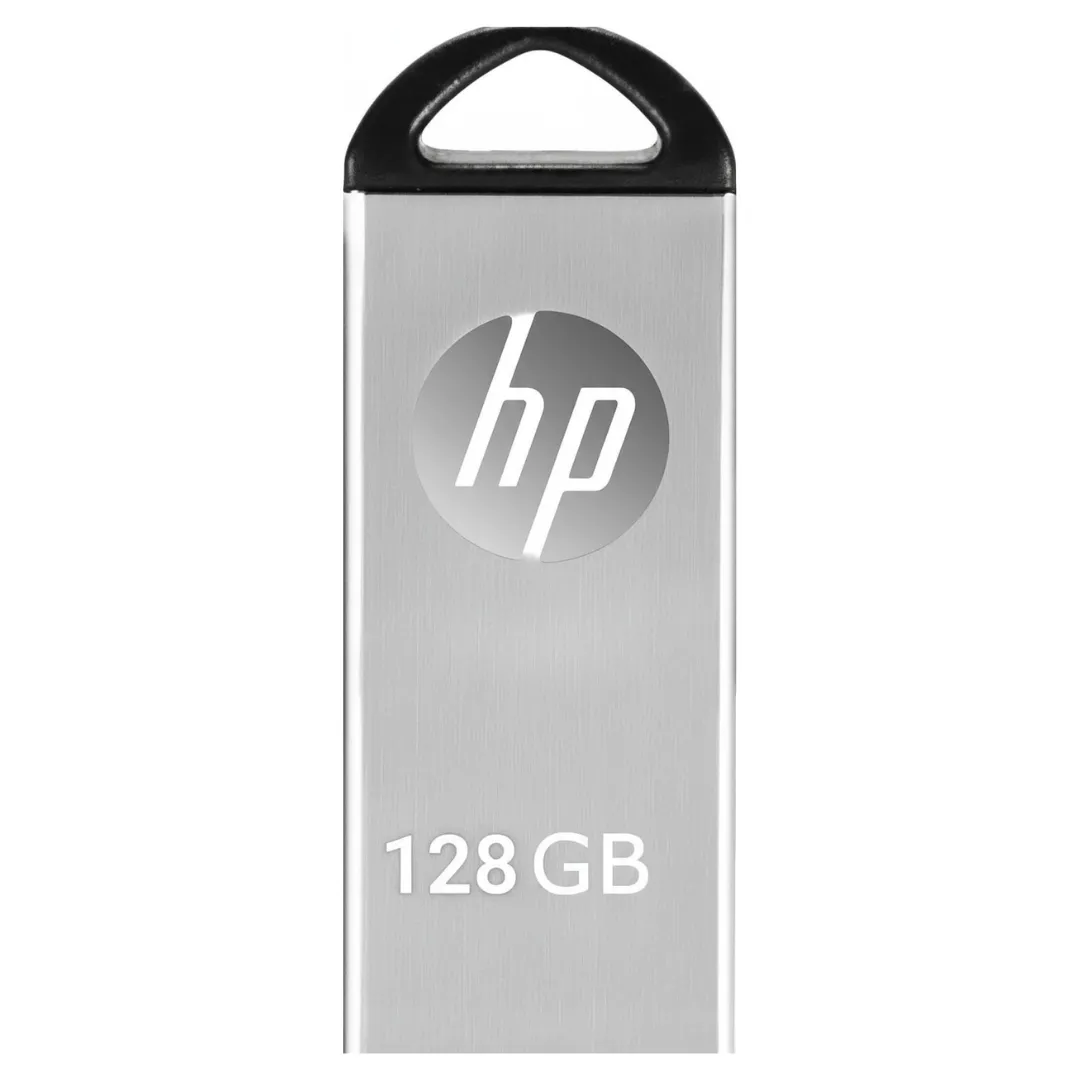 HP 128GB USB pen drive with free 2-in-1 OTG connector for desktops, laptops, smartphones, and tablets, portable high-speed flash storage.