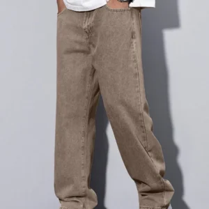 METRONAUT Men Straight Fit High Rise Brown Jeans featuring a classic straight-leg design, high-rise waist, durable denim fabric, and comfortable fit for everyday casual and smart casual wear.