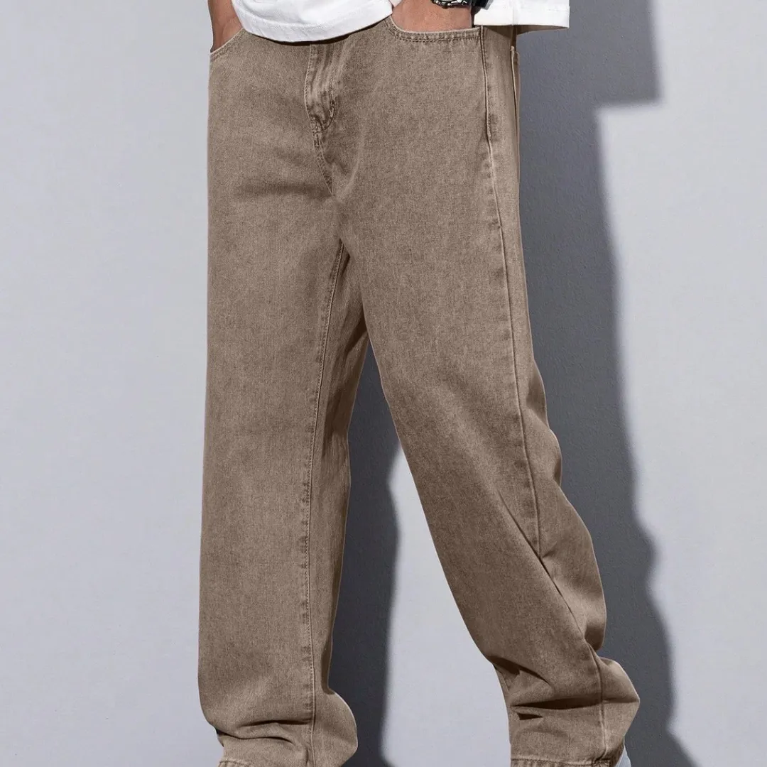 METRONAUT Men Straight Fit High Rise Brown Jeans featuring a classic straight-leg design, high-rise waist, durable denim fabric, and comfortable fit for everyday casual and smart casual wear.