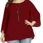 Women's Solid Maroon Long Sleeve Top | Stylish Casual Loose Fit Women's Top